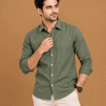 Olive Green Textured Casual Shirt