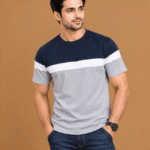 Navy Grey Color Block T-Shirt